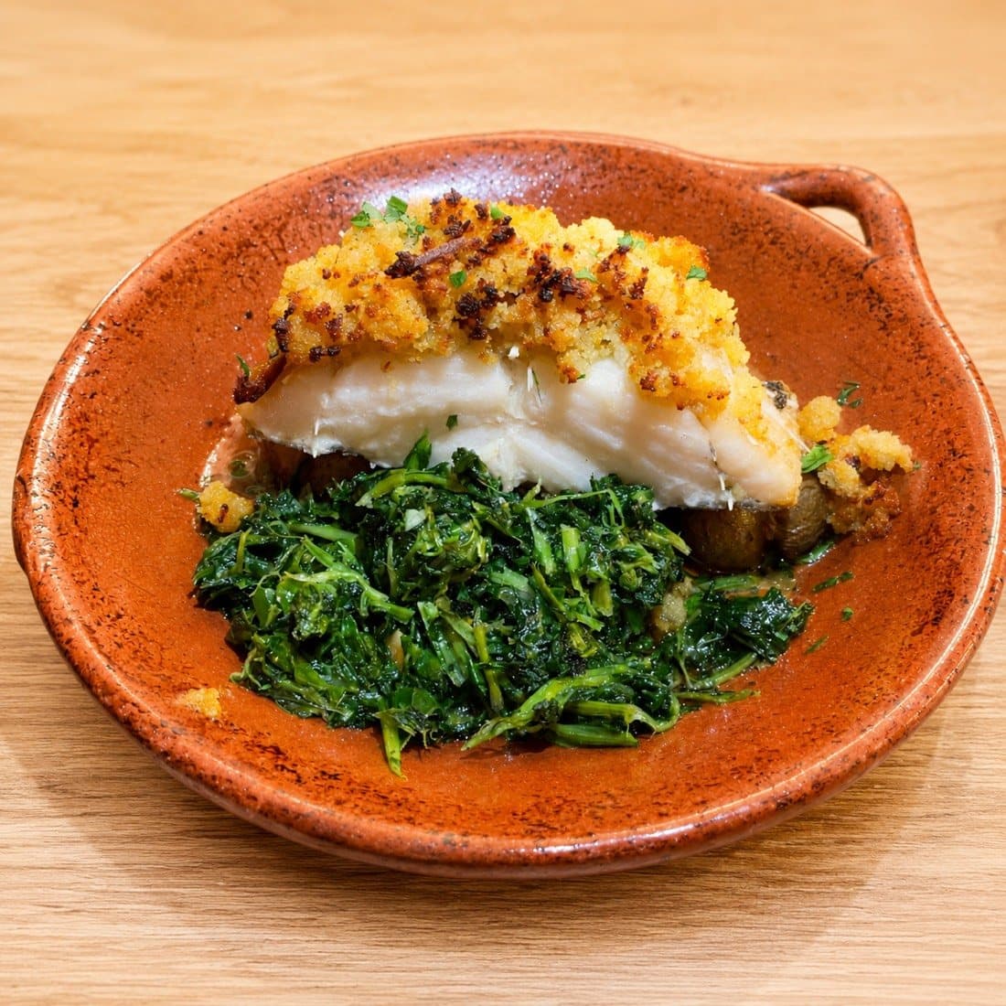 Codfish with cornbread crust at O Vareiro